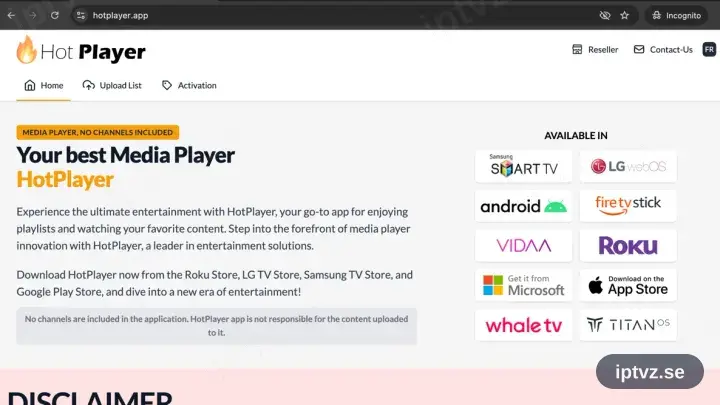Nedladdningen av HotPlayers APK startar i en tv-webbläsare