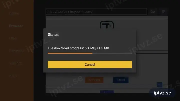 TiviMate laddas ner via Downloader på Firesticken