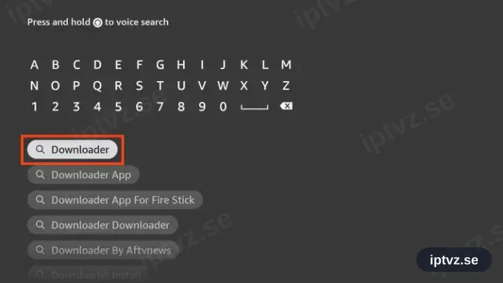 Sökning efter Downloader på Fire TV Stick
