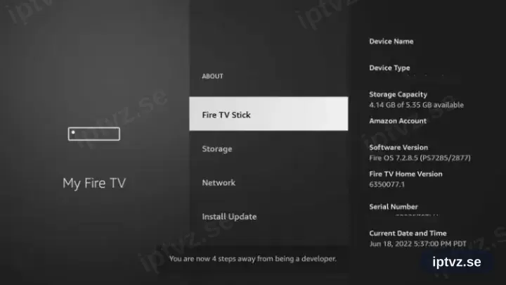Meddelandet You are now a developer på Fire TV Stick