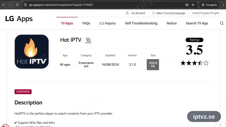 HotPlayer på sin sida i LG Content Store