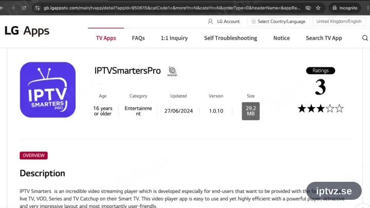 IPTV Smarters Pro i LG Content Store
